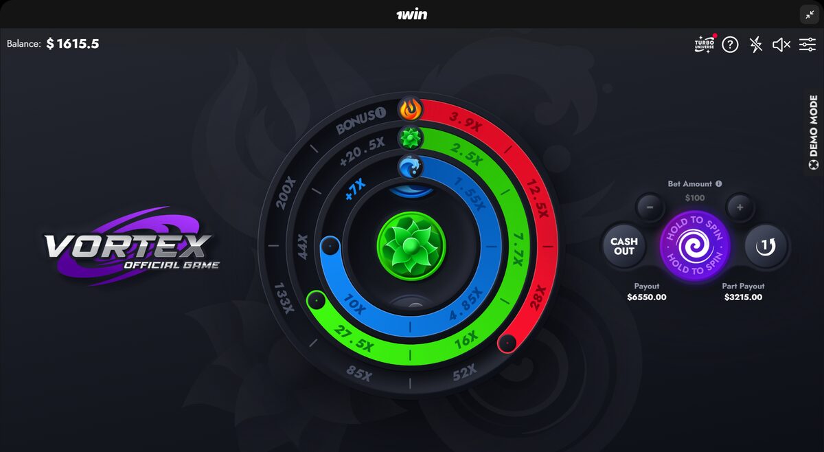 Vortex Game by Turbo Games interface